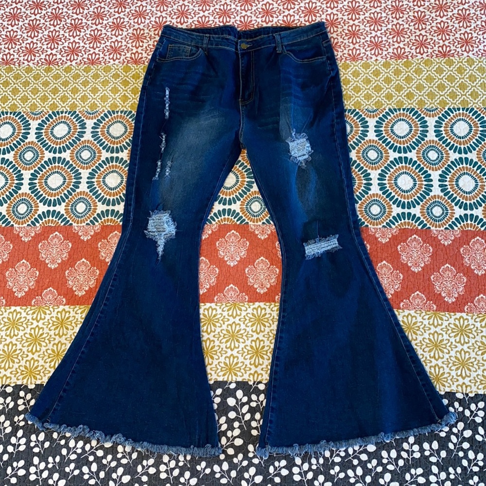 High waisted bell bottom jeans